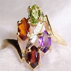 Mother's Ring with 4 Colored Gemstones